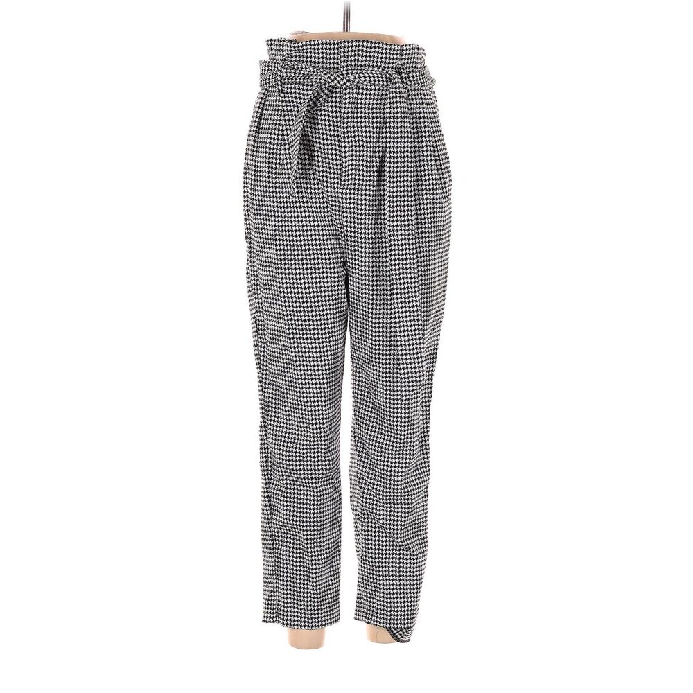 H&M paper bag waist trouser, black and white herringbone size 6